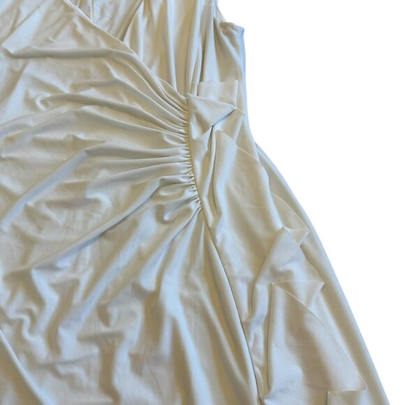 Lauren Ralph Lauren White Shift Dress Ruched Sleeveless Ruffle Stretch Size 14 - Picture 3 of 11